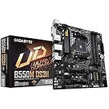 GIGABYTE B550M DS3H Mainboard – AMD Ryzen 5000 CPUs, 5+3 Phasen VRM, bis zu 4733 MHz DDR4, 1xPCIe 4.0 + 1xPCIe 3.0 M.2, 1GbE LAN, USB 3.2 Gen 1