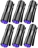 LEAGY 6 Stück Mini LED 395NM UV Taschenlampe mit 9 LEDs für Heimtierurindetektoren Fleckendetektor Etc (Schwarz)