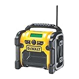 DEWALT Akku- und Netz-Radio/ Baustellen-Radio (DAB(DAB(+)/FM Stereo/FM, für 10,8 - 18 V, 3.5 mm Aux Eingang zum Abspielen externer Geräte, robustes Gehäuse, 1.8 m Kabel), DCR020