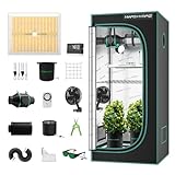 MARS HYDRO TS1000 Growzelt Komplettset mit Digitaler Temperatur und Feuchtigkeitsregler,LED Dimmbar Grow Lampe,80X80X160cm 1680D Hohe Reflektivität Grow Box Komplettset,4' Automatischer Belüftungssat