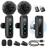Kabelloses Lavalier-Mikrofon für iPhone, iPad, Android-Handy, 2er-Pack Mini-Mikrofon mit Rauschunterdrückung, Auto-Pairing und Stummschaltung und Reverb für Vlogging, Videoaufnahmen, TikTok, YouTube