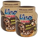 Lino Lada Milch‑ und Haselnuss‑Creme „Gold“ – 350 g Glas | Streichfähiger Brotaufstrich mit Kakao, 2 Er