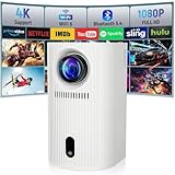 Mini Beamer 4K 1080P, Mini Projektor 200 ANSI Lumen, Tragbarer Videoprojektor, Automatische Vertikale Korrektur und WiFi 6/BT5.4, Eine Neue Generation von Geschlossenen Smart-Projektoren
