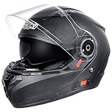 NENKI Helm Motorrad, Motorradhelm Zertifiziert nach ECE 22.06, Klapphelm Motorrad Herren, Schwarzer Helm, XL(61-62 cm)