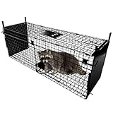 Thealyn Tierkäfig Falle 84 X 33 X 28 cm Doppeltür Tierkäfig Falle Metall Falle Käfig Humane Lebendtierfalle für Kaninchen, streunende Katze, Eichhörnchen, Waschbär, Maulwurf, Gopher, Opossum