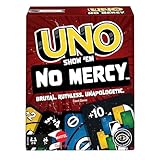 Mattel Games UNO Show 'em No Mercy - 56 zusätzliche Karten, harte Aktionskarten und brutale Spielregeln für die gnadenloseste Version, Stapelregel und Handkartentausch, ab 7 Jahren, HWV18