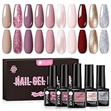 UR SUGAR UV Nagellack Nudefarben, Schellack Nagellack Nudefarben Rose Gel Nagellack Gellack UV Farbgel Set Starter Set für Nagelstudio Nagel Set mit Geschenkbox Maniküre Set