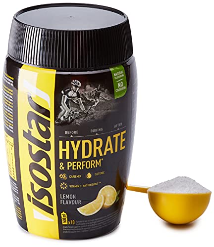 Isostar Hydrate & Perform Iso Drink – 400 g isotonisches Getränkepulver – Elektrolyt Pulver zur Unterstützung der sportlichen Leistungsfähigkeit – Zitrone