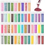 Halobios Feiner Glitzer in 48 leuchtenden Farben, Bastelglitzer für Party und Kunstunterricht, Körpernagelglitzer für Bühnen-Make-up