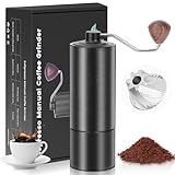 Kaffeemühle Manuelle mit präziser Mahlgradanpassung, Edelstahl und 7-Sterne-Mahlkern, Hand Kaffee Mühle für Aeropress, French Press, Espresso, 25 g Fassungsvermögen Hand Coffee Grinder