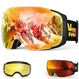 YOZISS Unisex Skibrille für Brillenträger,Snowboardbrille mit Magnetische Wechselglas,UV400 Schutz OTG Skibrille für Herren Damen Jungen,Anti Beschlag Schneebrille für Skifahren Snowboarden