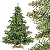 FairyTrees Weihnachtsbaum künstlich 180cm NORDMANNTANNE mit Christbaum Holzständer | TÜV Zertifiziert | TESTSIEGER Tannenbaum künstlich mit grünem Stamm | Made in EU