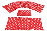 Körnerkissen STERNE 3 er Set Langes 80 x 18 cm 8 Kammer + 3 Kammer + kleines Kirschkernkissen Wärmekissen XXL Schulterkissen Nackenkissen Mikrowelle + Backofen (Rot Sterne, Kirschkerne)