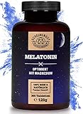 Melatonin Magnesium Tabletten -365 Tabs- WICHTIG: 0.5mg Melatonin je 1/2 Tablette + Magnesium für optimale Wirkung I Melatonin Schlafkomplex Hochdosiert I Laborgeprüft & Vegan I aus DE I SCHEUNENGUT®