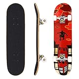 Hikole Skateboard, Komplettboard, Skateboard, Skateboard, Holz, 79 x 20 cm, kanadisches Ahorn, 86 A, für Anfänger, Kinder und Erwachsene