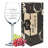Leonardo XL Weinglas mit Gravur - Schlechter , Guter Tag, Frag nicht! - Lustige Geschenke - Originelles Geburtstagsgeschenk für Männer & Frauen - Geeignet als Rotweingläser Weißweingläser