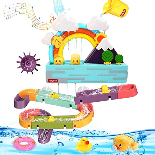 Baby Badespielzeug, interaktives Licht & Musik-Badewannen-Spielzeug für Kleinkinder, schwimmendes Spritzspielzeug für Jungen und Mädchen