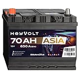 HeyVolt Asia Autobatterie 12V 70Ah 630A/EN Starterbatterie, absolut wartungsfrei, Pluspol Links