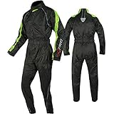 A-Pro Regenkombi Wasserdicht Motorrad Roller Regenhose Regenjacke Regenanzug Fluo XL