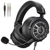 EKSA PC Gaming Headset, PS4 Gaming Kopfhörer mit Mikrofon, Over Ear kopfhörer 3.5 mm Kabel, Abnehmbarem Noise Cancelling Mic, Bass Surround Sound, Headphones für PS5 Gamer, Xbox, Switch, Laptop