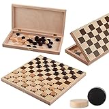 Handgefertigte Dame Spiel Holz | Master Of Chess | Chess Board 32 cm | Edles Schachbrett Klappbar 100 Felder Checkers Light - Dame Brettspiel für Kinder und für Erwachsene