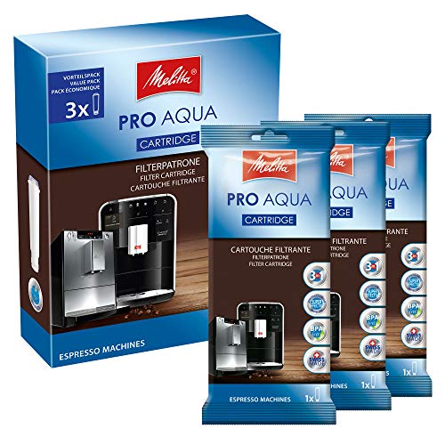 Melitta 224562 Filterpatrone für Kaffeevollautomaten | 3x Pro Aqua | Vorbeugung von Verkalkung | Einfache Anwendung | 3 Patronen