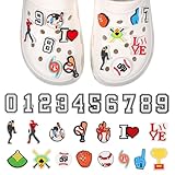 KFHENSOMR 25 Stück Sportschuh-Anhänger, PVC-Schuhdekoration, Charms, Basketball, Fußball, Baseball, Golf, Fußball, Buchstaben, Zahlen, Schuhe, Dekoration, Charm, Geschenk für Herren