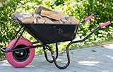 TIREX by xonic® Schubkarre mit Stahlfelge – Verzinkte Wanne bis 250kg/ 100l - Robuste Ausführung für Garten und BAU – Schieb-Karre mit PU Vollgummi-Rad (Pink- Schwarz)