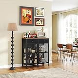 Kleiner Kaffeebarschrank mit Stauraum, schwarzer Buffetschrank, Küche, Likör-Weinbar für Zuhause, Wohnzimmer, industrielles Steh-Sideboard mit Schubladen, Metall, robuste Kaffeestation für den Eingang