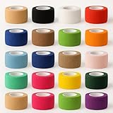 Kievano 20 Rotoli Benda Elastica Autoadesiva Colorata 2.5cm x 4.5m, Nastro Coesivo Autoadesivo per Fasciatura Sportiva, Bendaggi Mani Piedi Ginocchia, Tape Elastico per Uomo, Donna, Bambini, Animali