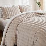 Bedbay Bettwäsche-Set aus Kunstfell, Taupe, 3-teilig, flauschiges Plüsch-Bettwäsche-Set, Queen-Size-Größe, luxuriöses Kaninchenfell, weiche warme zottelige Samt, wendbares Bettwäsche-Set für Mädchen,