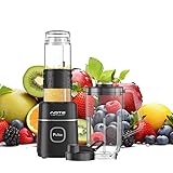 Mixer, Smoothie Maker, 300W Mini Standmixer mit 1L+570ML Tritan BPA Freier Flasche, Tragbarer Edelstahl Blender, Leicht zu Reinigen, Geräuscharm, 4-Klingen-System, für Jede Art von Shake und Smoothie