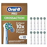 Oral-B Pro CrossAction – ORIGINAL Aufsteckbürsten für Elektrische Zahnbürste – Überlegene Zahnreinigung, Ersatzbürsten mit X-Borsten, Zahnbürstenaufsatz, Briefkastenfähige Verpackung – Weiß, 10 Stück