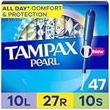 Tampax Pearl Plastic Tampons, Multipack, leicht/regulär/super saugfähig, geruchlos, 47 Stück