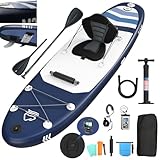 JUMMICO Stand Up Paddling Board, 320cm *80cm*15cm Aufblasbares SUP Board, 2-in-1 Stand Up Paddle Mit Sitz und verstellbarem Paddelbrett, Bis 160kg, Ideal zum Surfen, Angeln, Yoga, Dunkelblau