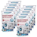 Heitmann Maschinen Entkalker für Waschmaschinen und Geschirrspüler: hochwirksame Entkalkung mit 1 Durchlauf, Reiniger gegen Kalkablagerungen und unangenehme Gerüche 10 x 175g
