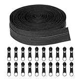 Xmart 2 stück Endlosreißverschluss mit 20 Zipper Reisverschluss Endloses Schwarz Reißverschluss Teilbar Nylon Reissverschluss Meterware für Kleidung Bettwäsche Kissen 5# 10m Lang 3,5 cm Breit