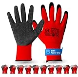 10x Paar EN388 rot Arbeitshandschuhe - Größe 9 L - Extra Power Grip - Handschuhe & Gartenhandschuhe für Herren & Damen - Work Gloves für Montage & Mechaniker - Sicherheitshandschuhe