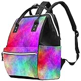 Wickeltasche mit abstraktem Regenbogen und Wasserfarben, große Kapazität, Babytasche, multifunktionaler Reise-Rucksack, Wickeltasche, Stilltasche für Babypflege