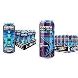 Rockstar Energy Drink XDurance Blueberry - Koffeinhaltiges Erfrischungsgetränk für den Energie Kick, EINWEG (12x 500ml) & Energy Drink Super Sours Blue Raspberry - Saures, EINWEG (12x 500ml)