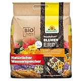 Neudorff NeudoHum BlumenErde – Torffreie Bio Erde, für Innen und Außen, fördert kräftige Blumen und viele Blüten, 10 Liter, Braun