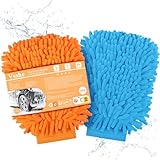 vsshe Auto Waschhandschuh, 2er Microfaser - Handschuh, Chenille-Handschuh für Professionelle Autopflege | 100% Saugstark, Kratzfrei & Achonend | Putzhandschuh für Autowäsche und Fensterreinigung