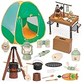 fisca 62PCS Kinder Spielzelt - Spielhaus Spielzelt für Kinder Spielzelte Campingzelt mit Campingausrüstung & Werkzeug, Abenteuer Camping Set für Kleinkinder Kinder Outdoor Indoor Garten Spielzelt