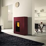 Edilkamin wasserführender Pelletofen Blade2 H22 Up Stahl bordeaux | 22,8 kW