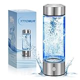 YTYOMUR Wasserstoff Wasserflasche, 450ml USB Wiederaufladbarer Hydrogen Water Bottle, Glas-Wasserstoff-Wassermaschine, 3Min schnelle Elektrolyse, Wasserstoff-Wassergenerator für Reisen, Sport