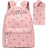 LEDAOU Mini-Rucksack Geldbeutel für Mädchen Nieblich klein Rucksack für Damen Teenager Kinder Schule Reisen Schultertasche Tasche … (Erdbeerrosa)