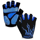 BIKINGMOREOK Fahrradhandschuhe Radhandschuhe Herren Damen Halbfinger Atmungsaktiv Radsporthandschuhe,5MM SBR Gel Stoßdämpfende rutschfeste MTB Mountainbike Handschuhe Unisex-Blau-XL