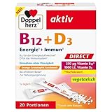 Doppelherz B12 + D3 DIRECT - Hochdosiert mit 300 μg Vitamin B12 und 1000 I.E. Vitamin D3 für eine normalen Funktion des Immunsystems - 20 Portionen