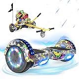 RCB Hoverboards mit Sitz Hoverkart komplett für Kinder, Skateboard mit Set, Hoverboards mit LED Lichtern und Bluetooth, Geschenk für Kinder