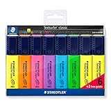 STAEDTLER classic 364 A WP8 Textsurfer, hohe Qualität, mit großem Tintenspeicher für extra lange Markierleistung, Set mit 8 Textmarkern, Promotion 6 + 2 gratis, 8 Stück (1er Pack)